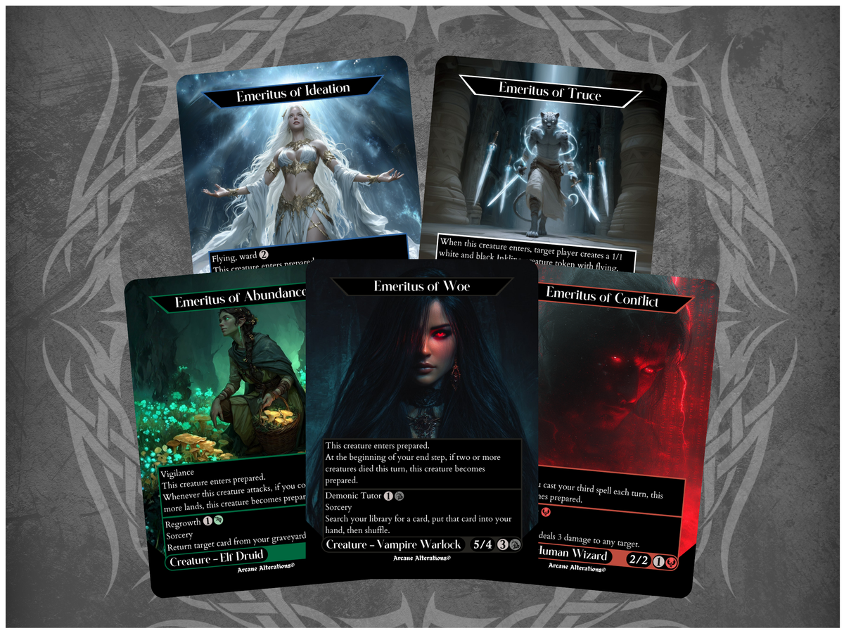 Emeritus Cycle 5-Card Discount Bundle - Full Art Altered Art Custom Proxy Cards