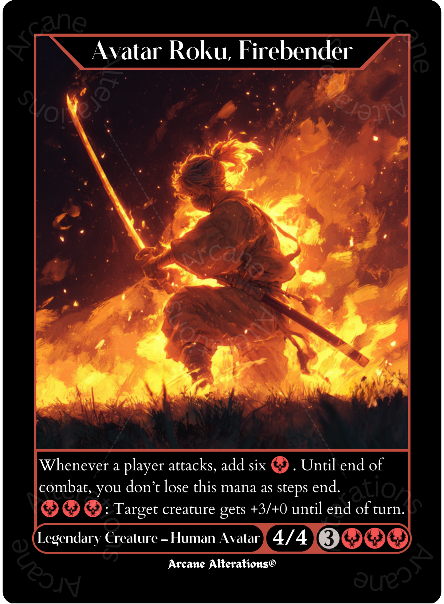 Avatar Roku, Firebender - Full Art Altered Art Custom Proxy Cards