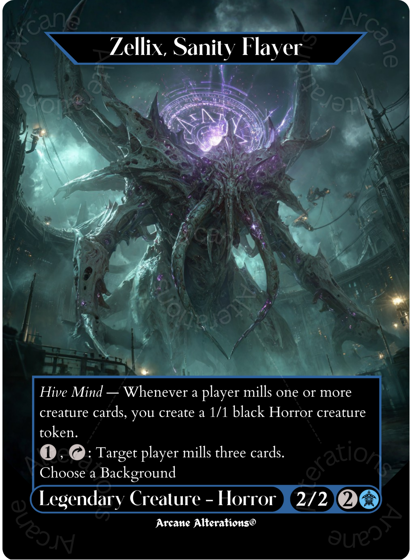 Zellix, Sanity Flayer - Full Art Altered Art Custom Proxy Cards