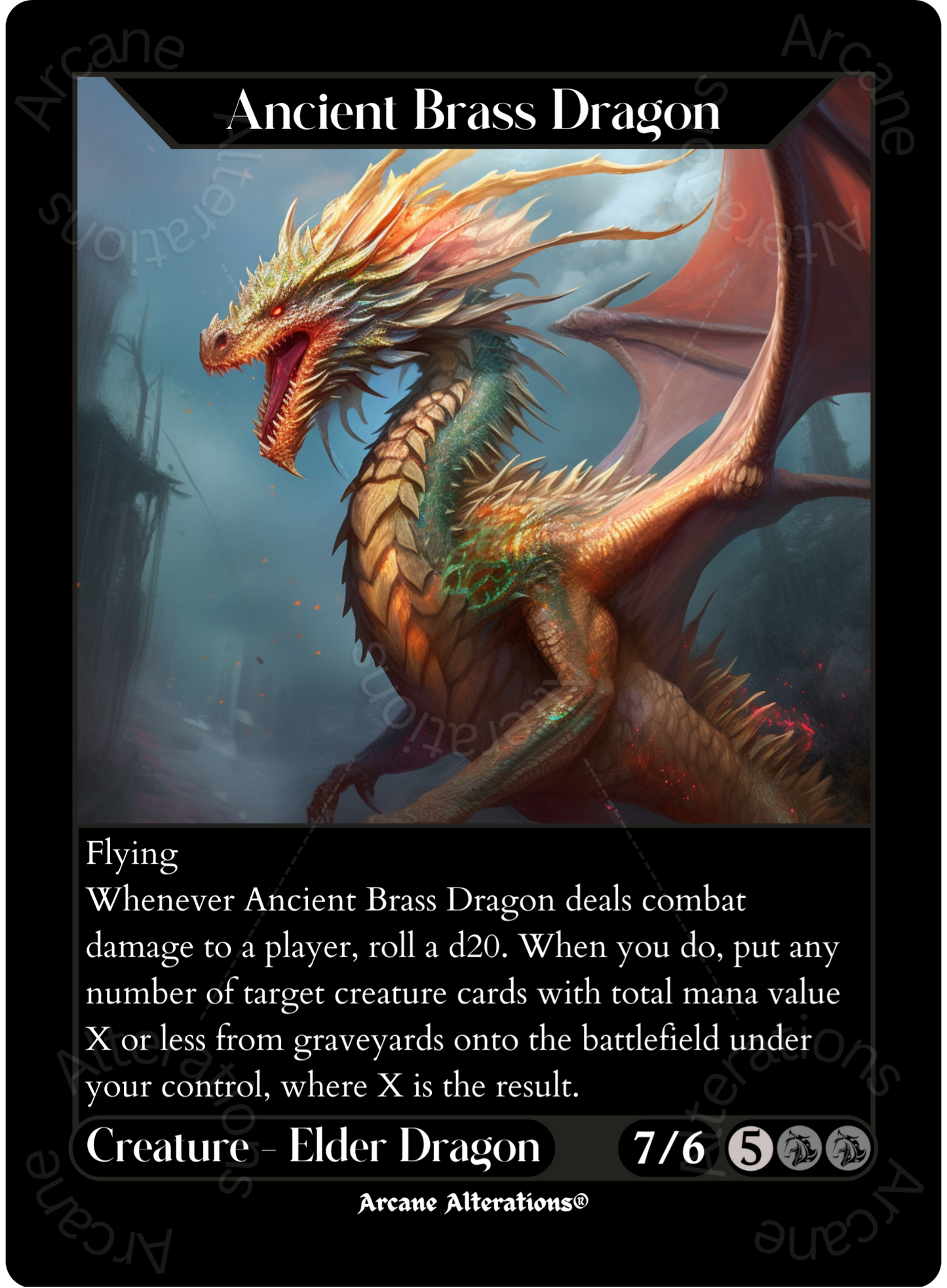 Ancient Brass Dragon - High Quality Altered Art Custom Proxy Cards