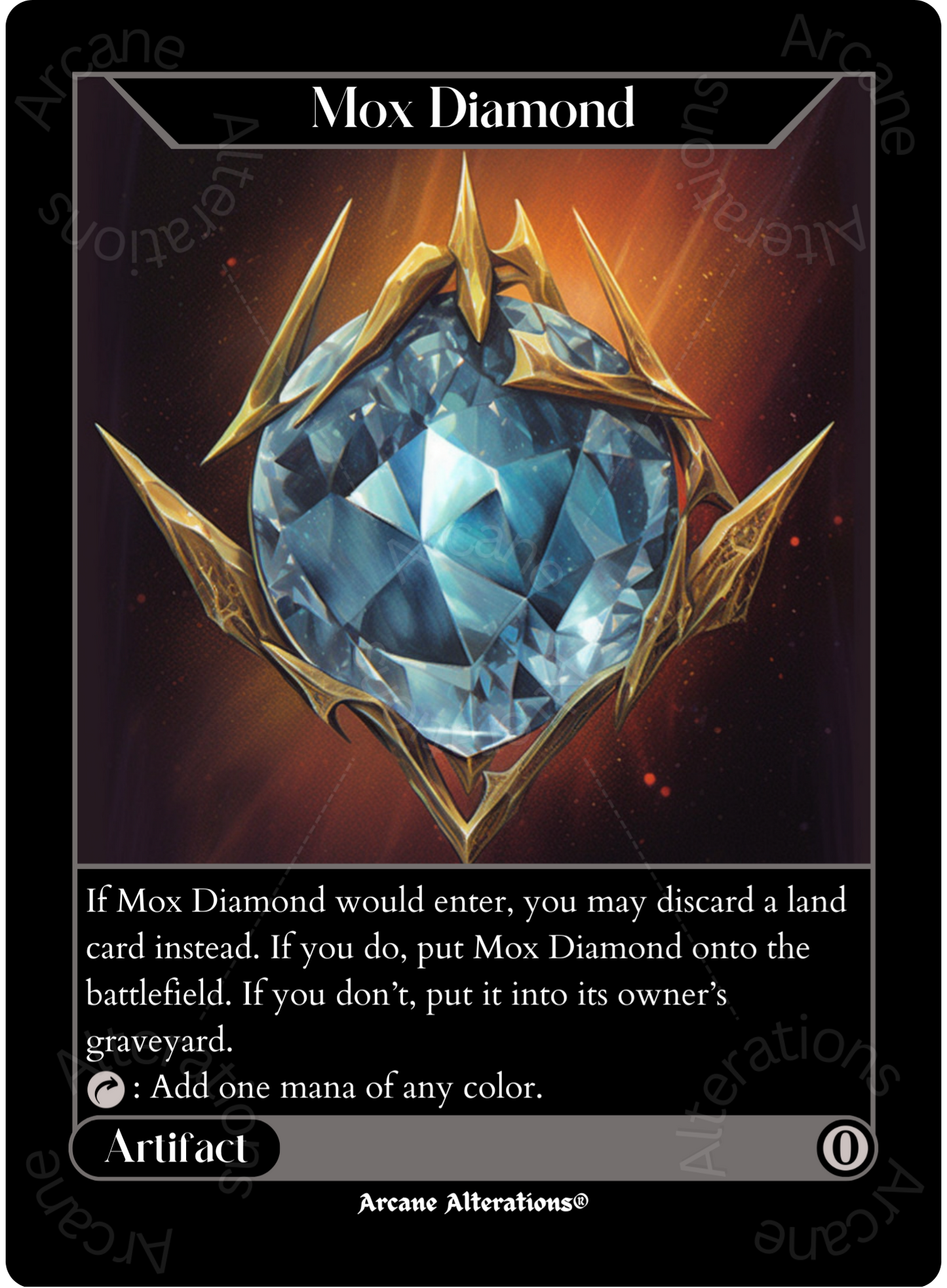 Mox Diamond アーティファクトカード Mox Diamond - High Quality Altered Art Custom Proxy Cards
