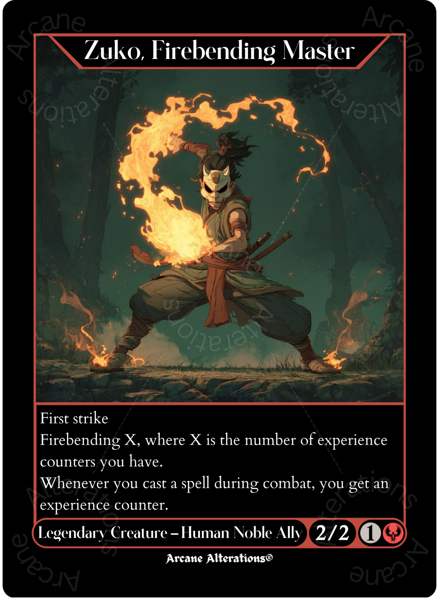 Zuko, Firebending Master - Full Art Altered Art Custom Proxy Cards