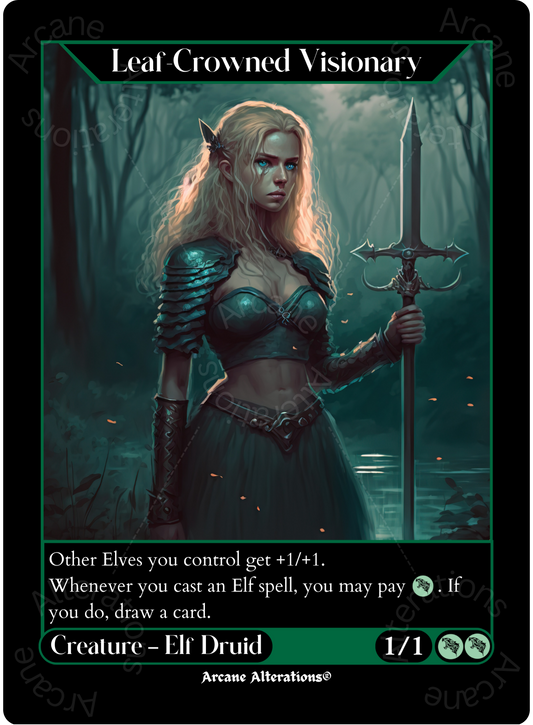 Leaf-Crowned Visionary - High Quality Altered Art Custom Proxy Cards
