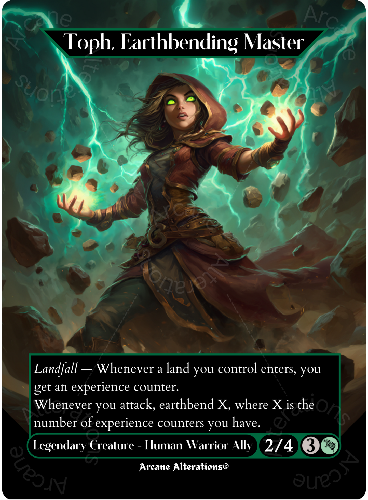 Toph, Earthbending Master - Full Art Altered Art Custom Proxy Cards