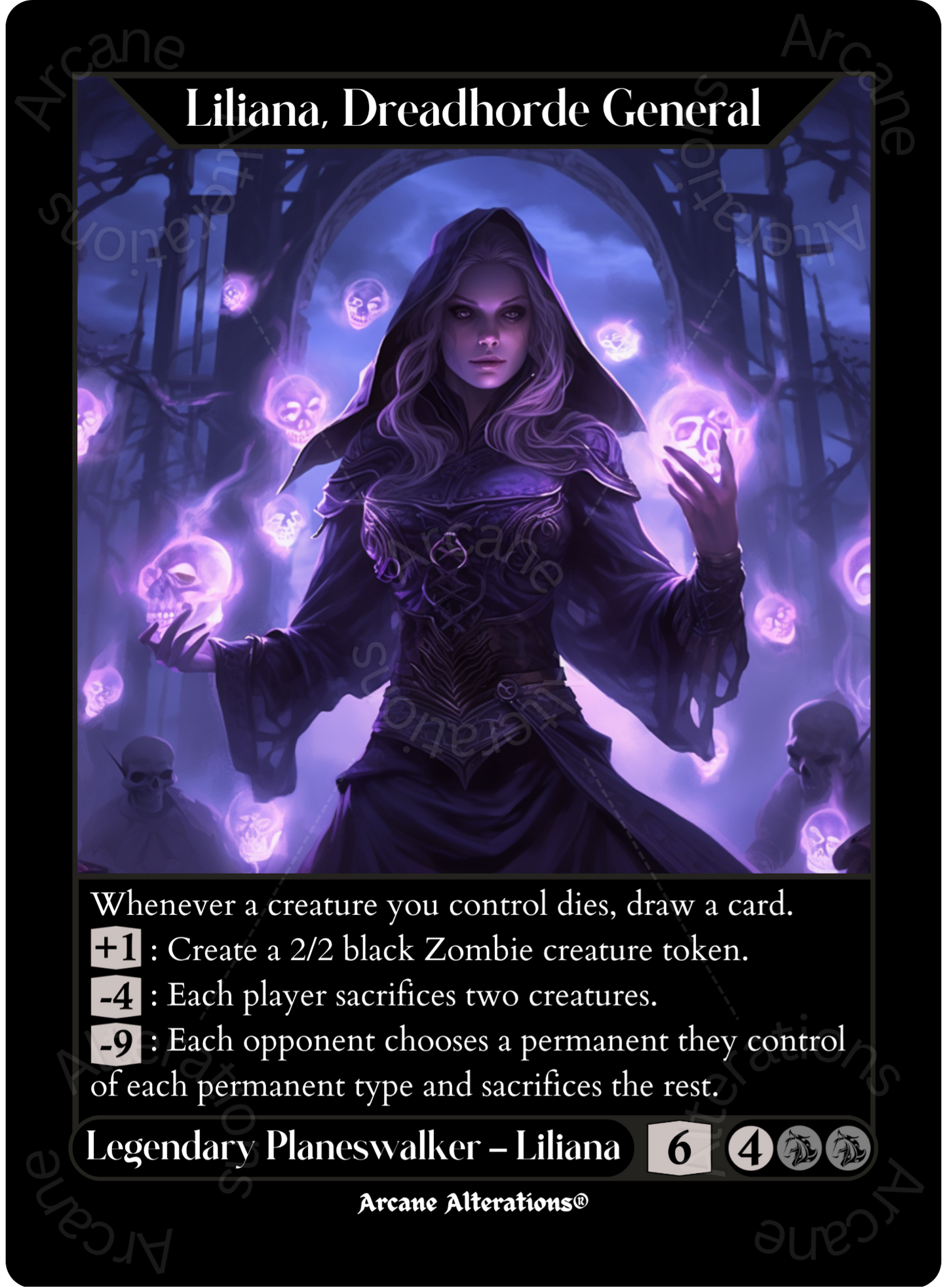 Liliana, Dreadhorde General - High Quality Altered Art Custom Proxy Cards
