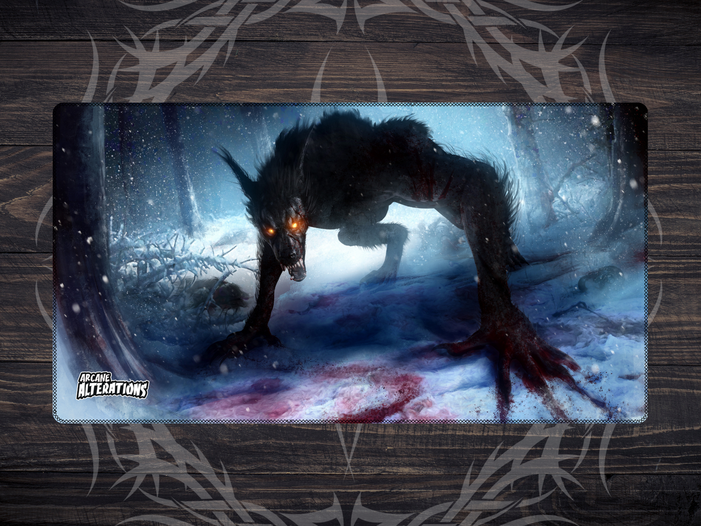 Frost Hunt Werewolf Stitched Edge Playmat 24"x14" (2mm)