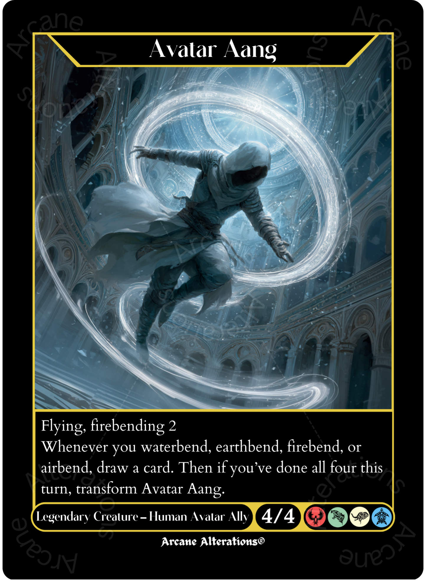 Avatar Aang / Aang, Master of Elements - Full Art Altered Art Custom Proxy Cards