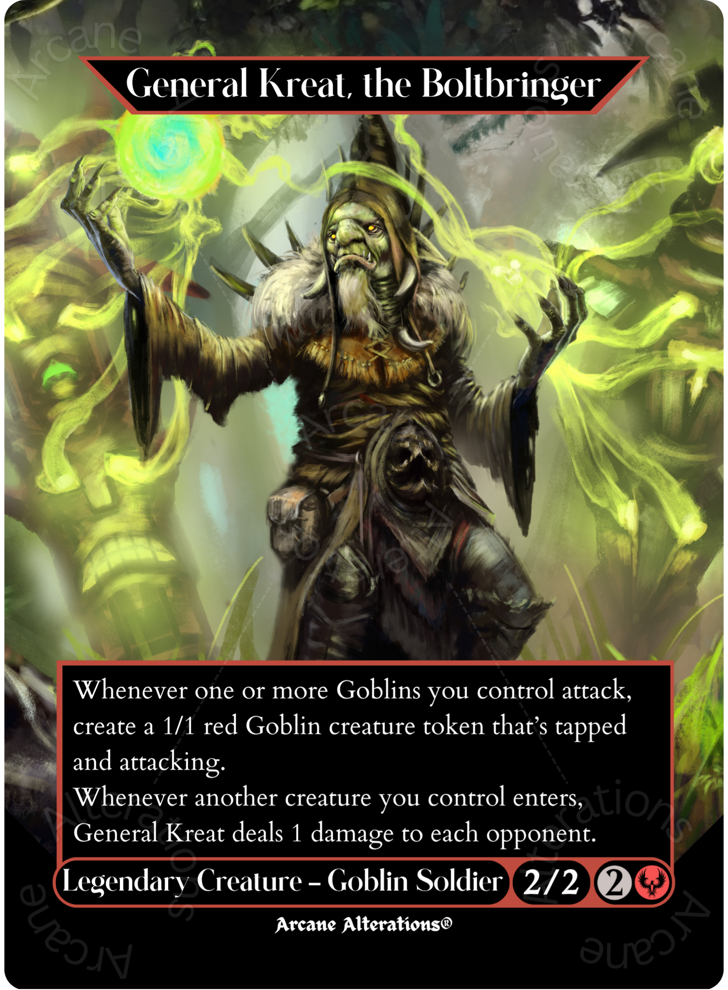 General Kreat, the Boltbringer - Full Art Altered Art Custom Proxy Cards