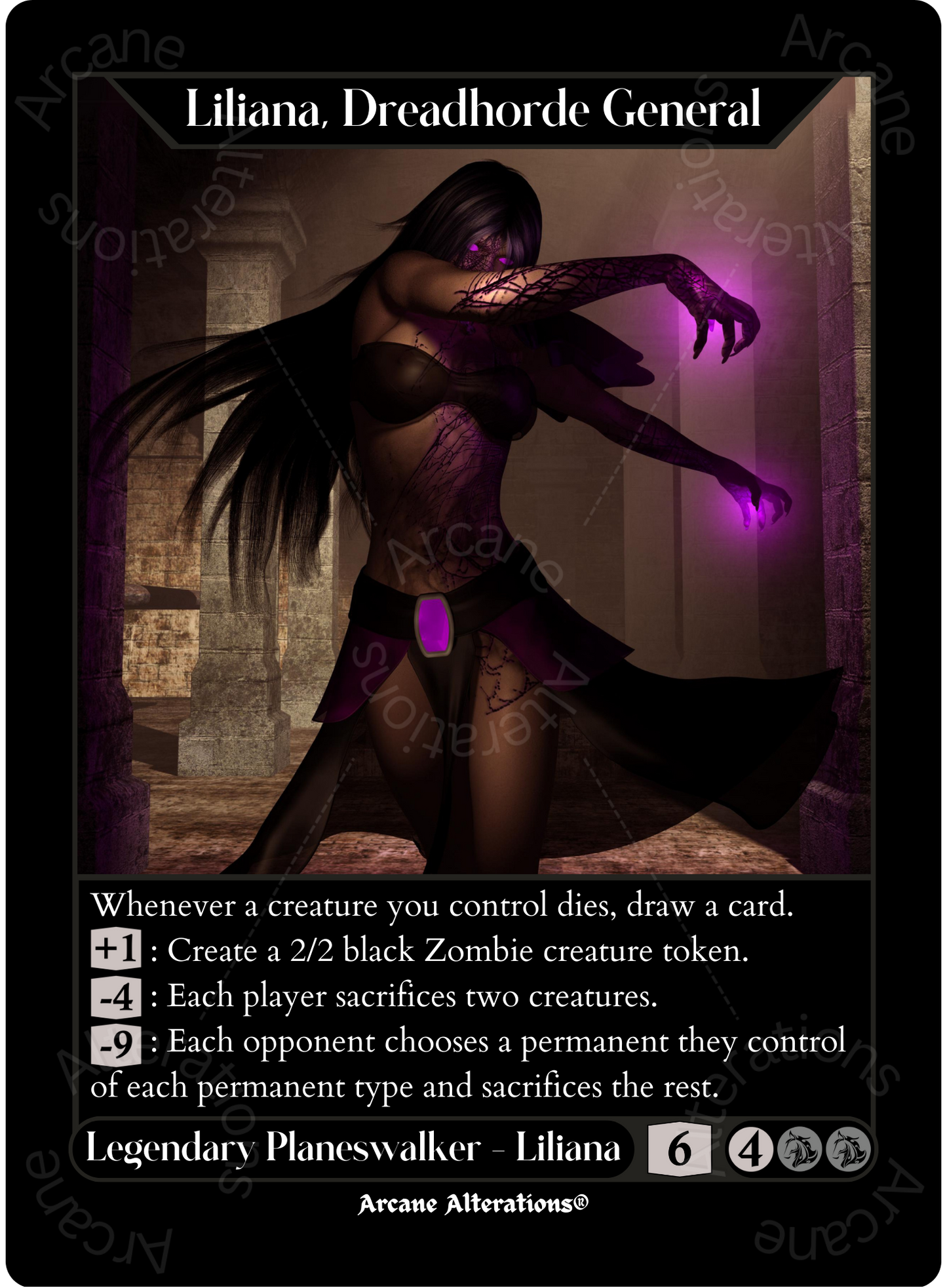 Liliana, Dreadhorde General - High Quality Altered Art Custom Proxy Cards