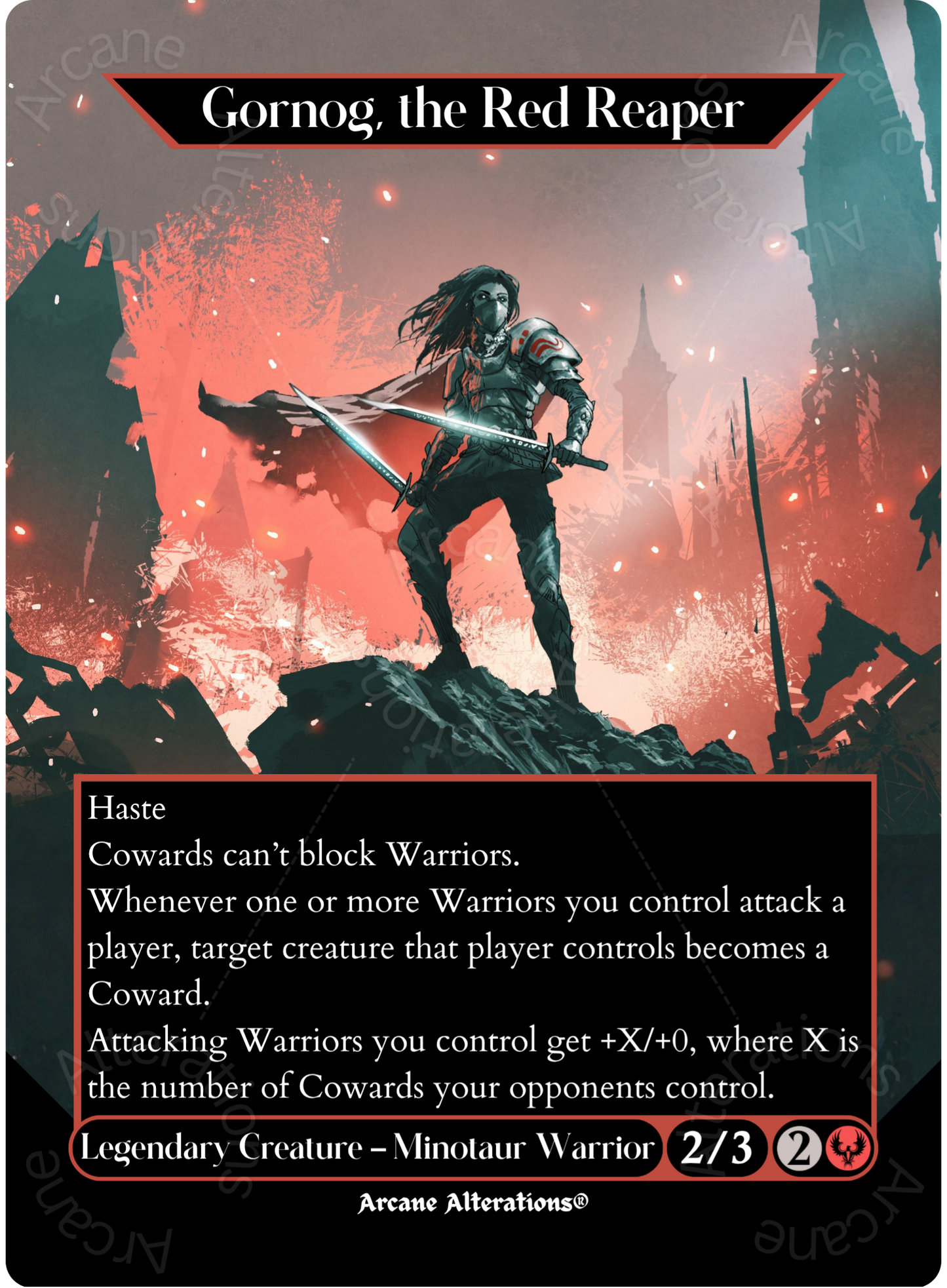 Gornog, the Red Reaper - Full Art Altered Art Custom Proxy Cards