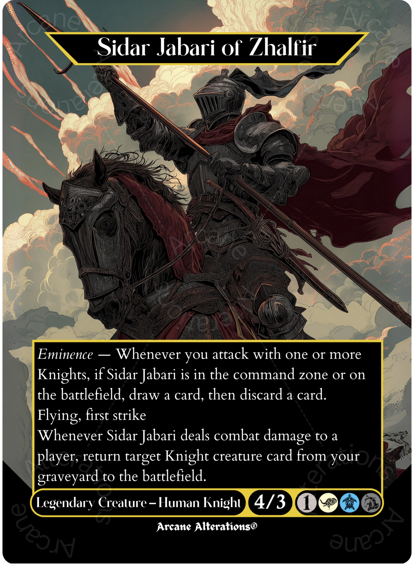 Sidar Jabari of Zhalfir - Full Art Altered Art Custom Proxy Cards