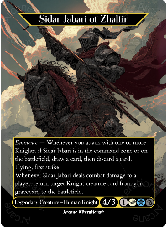 Sidar Jabari of Zhalfir - Full Art Altered Art Custom Proxy Cards