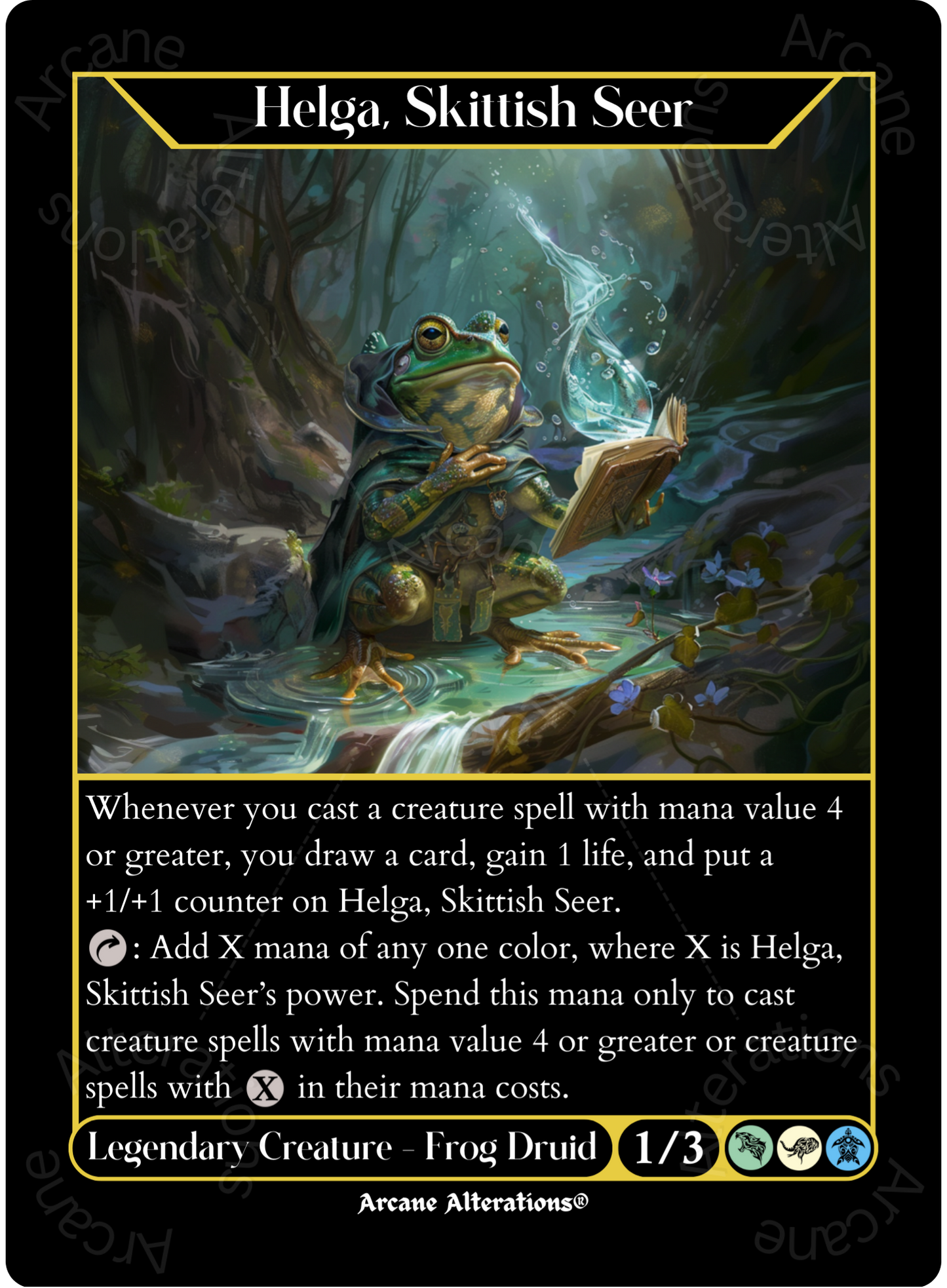 altered art mtg cards for sale Helga, Skittish Seer