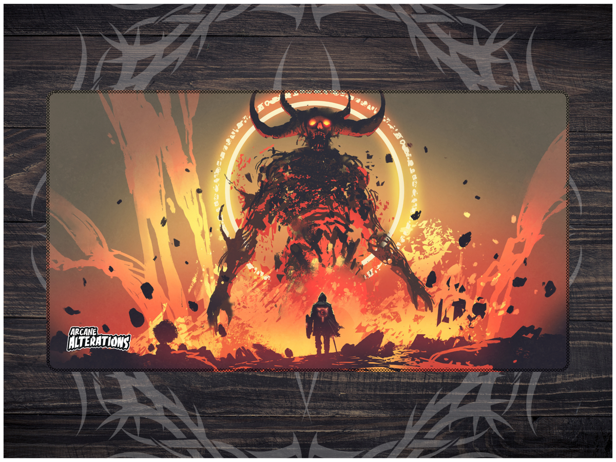 Fiery Demon Stitched Edge Playmat 24"x14" (2mm)