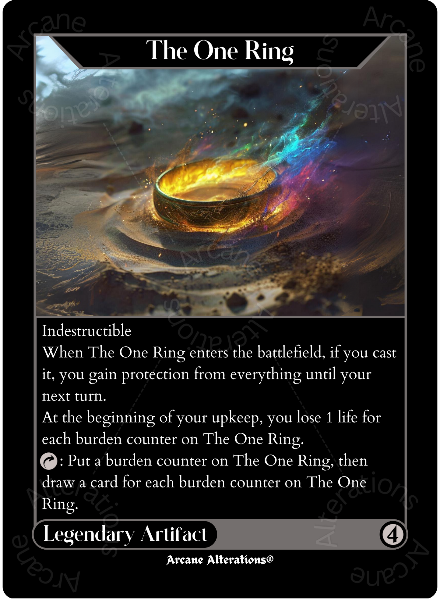 The One Ring - High Quality Altered Art Custom Proxy Cards Arcane Alterations The One Ring - High Quality Altered Art Custom Proxy Cards Arcane Alterations