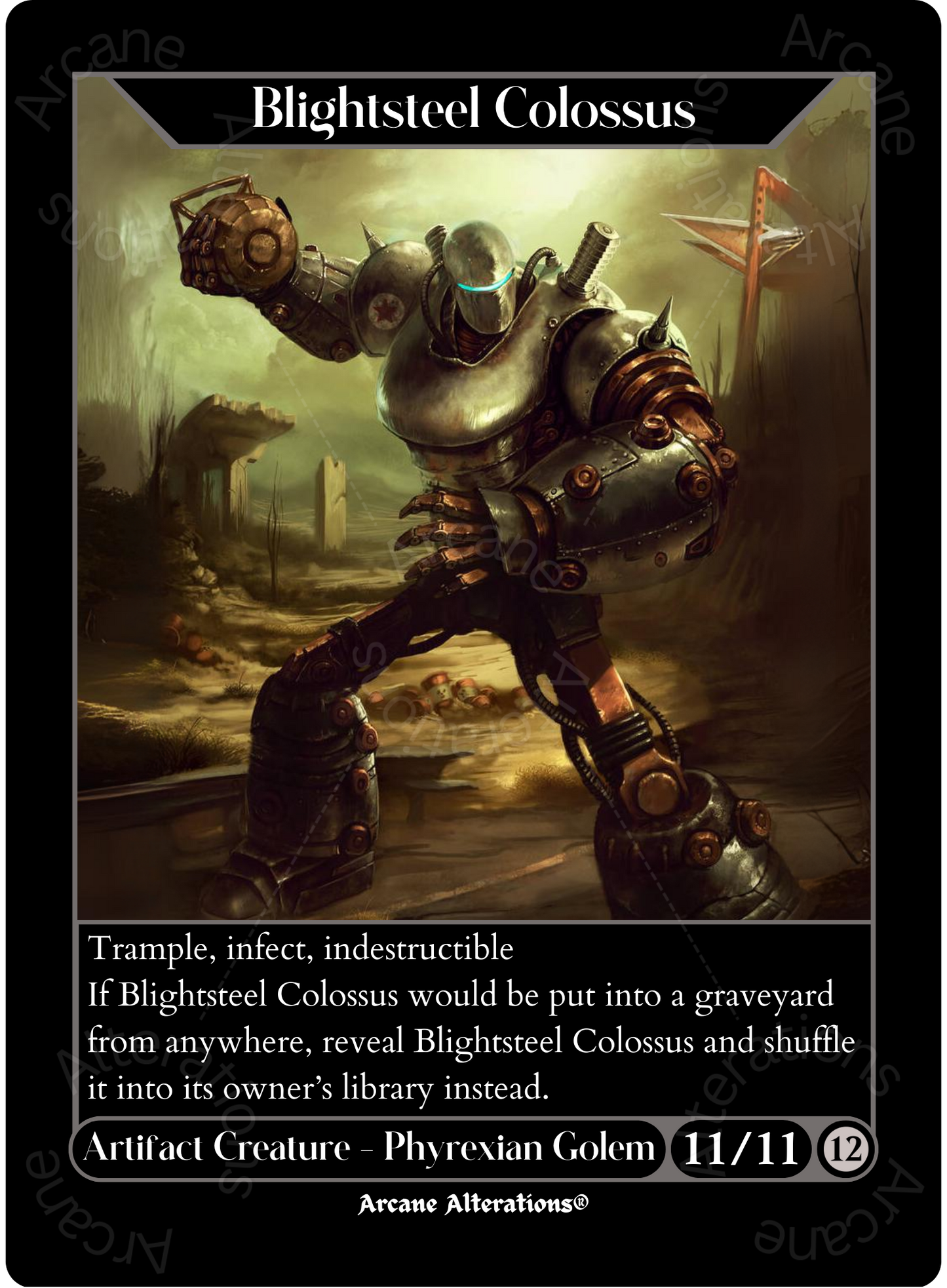 Blightsteel Colossus Liberty Prime Fallout Crossover - High Quality Altered Art Custom Proxy Cards