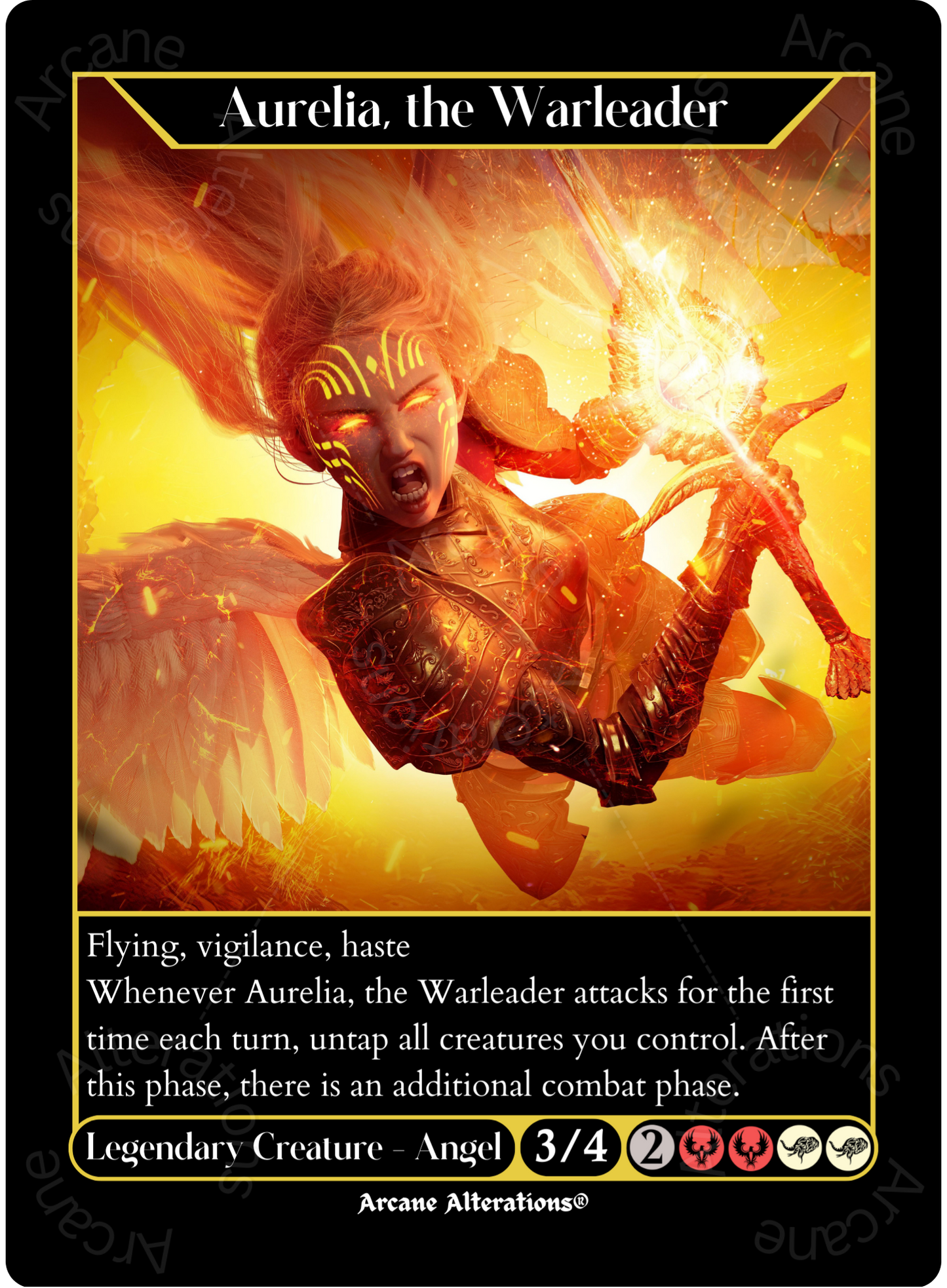 Aurelia, the Warleader - High Quality Altered Art Custom Proxy Cards