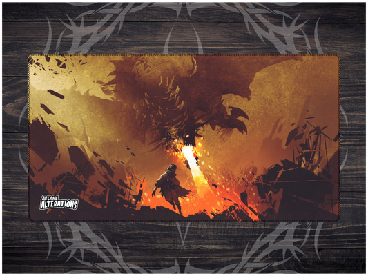 Fiery Dragon Strike Stitched Edge Playmat 24"x14" (2mm)
