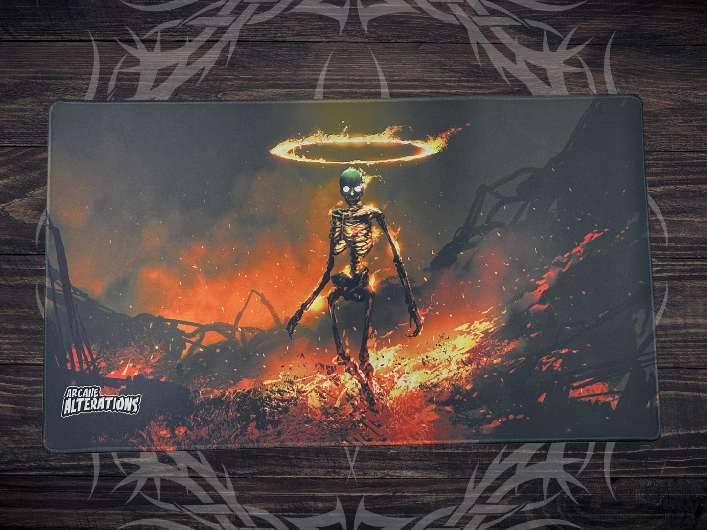 Fiery Halo Skeleton Stitched Edge Playmat (2mm)