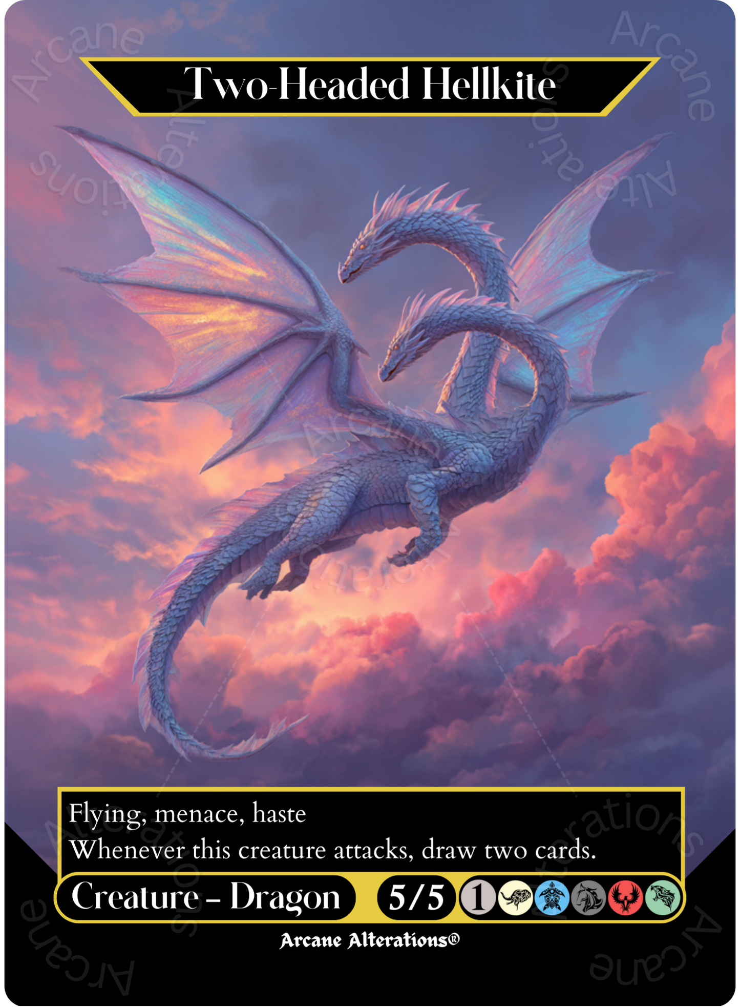Two-Headed Hellkite - Full Art Altered Art Custom Proxy Cards