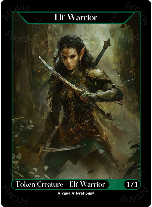 Elf Warrior Token - High Quality Altered Art Custom Proxy Cards