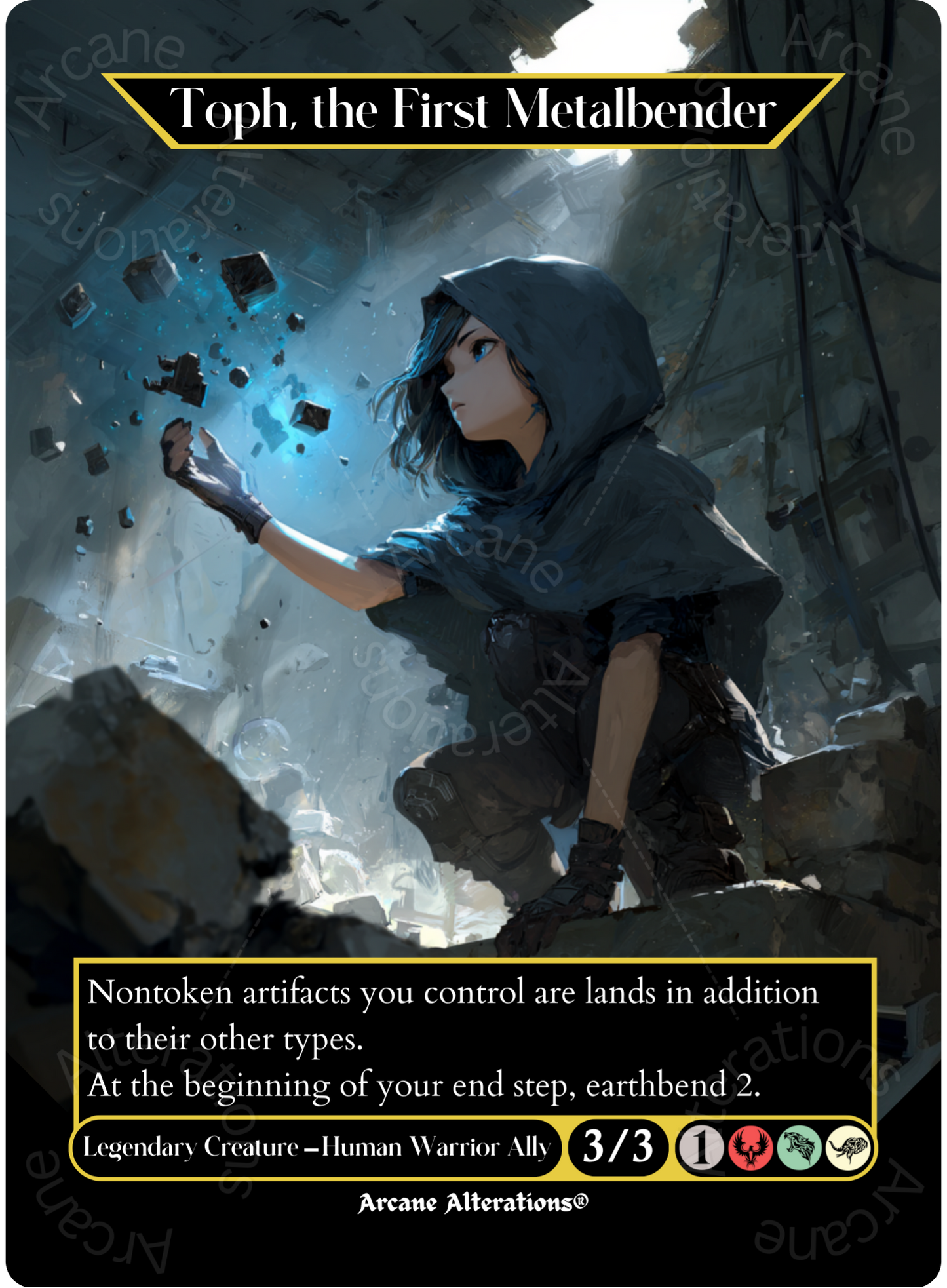 Toph, the First Metalbender - Full Art Altered Art Custom Proxy Cards