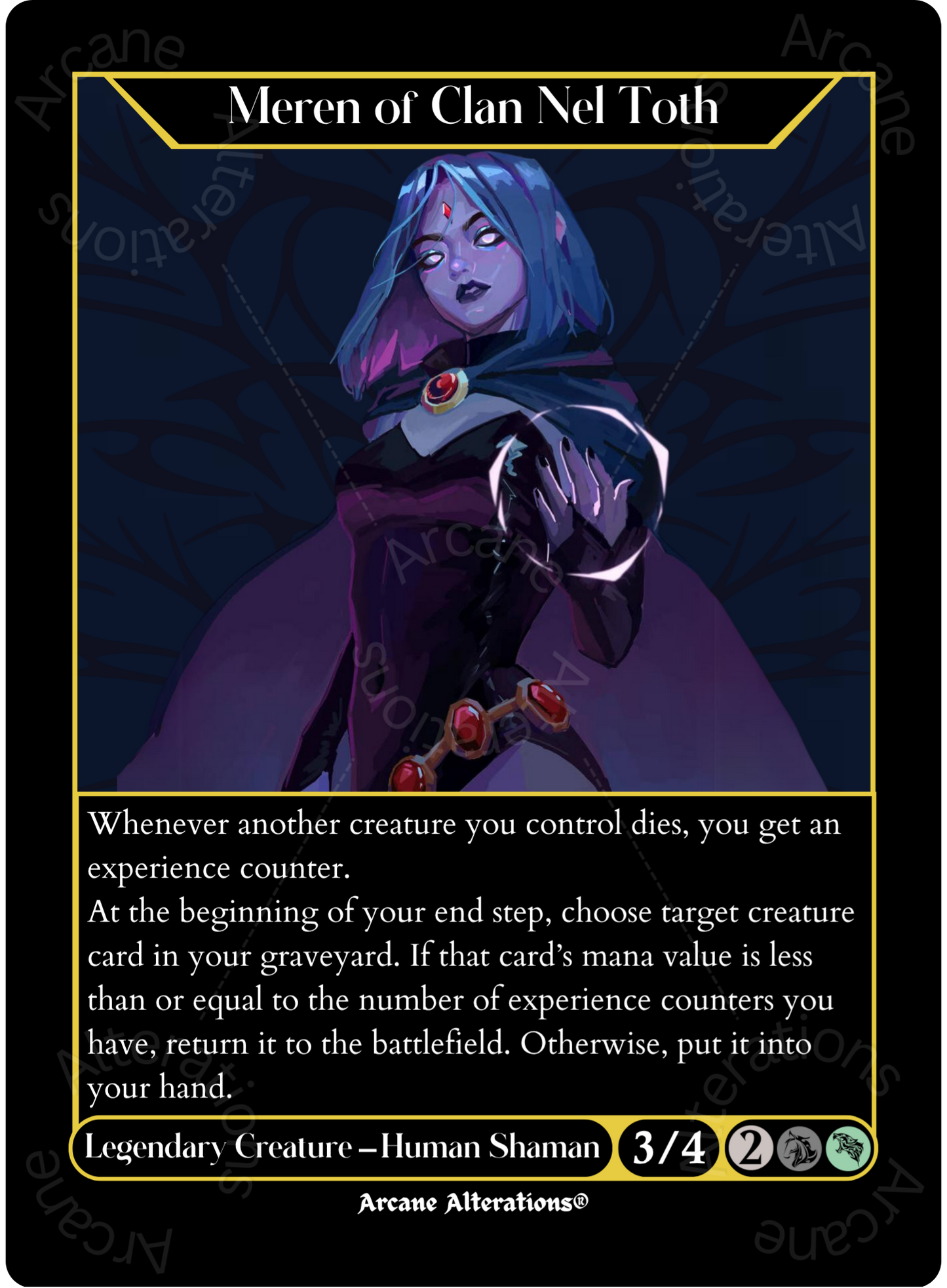 Meren of Clan Nel Toth Raven Teen Titans Crossover - High Quality Altered Art Custom Proxy Cards