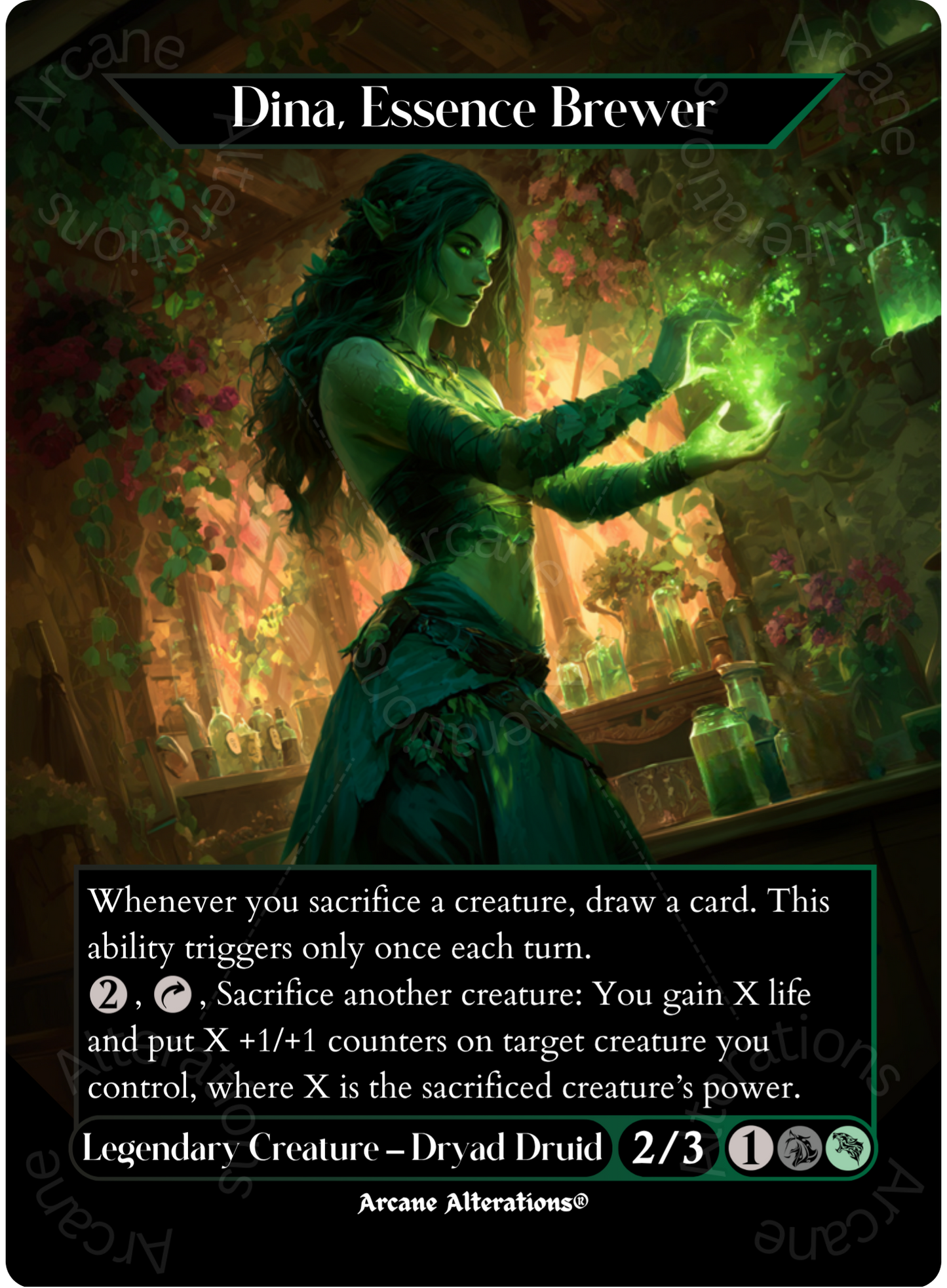 Dina, Essence Brewer - Full Art Altered Art Custom Proxy Cards