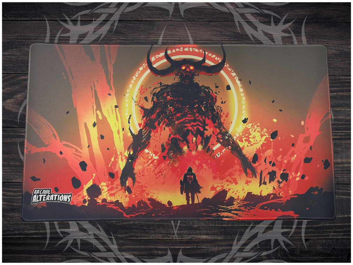 Fiery Demon Stitched Edge Playmat 24"x14" (2mm)