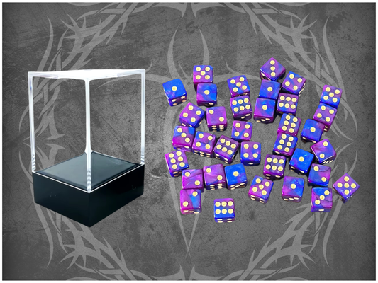 36 Dice Pack 12mm Dark Blue & Purple w/ Gold Accents Square Edges