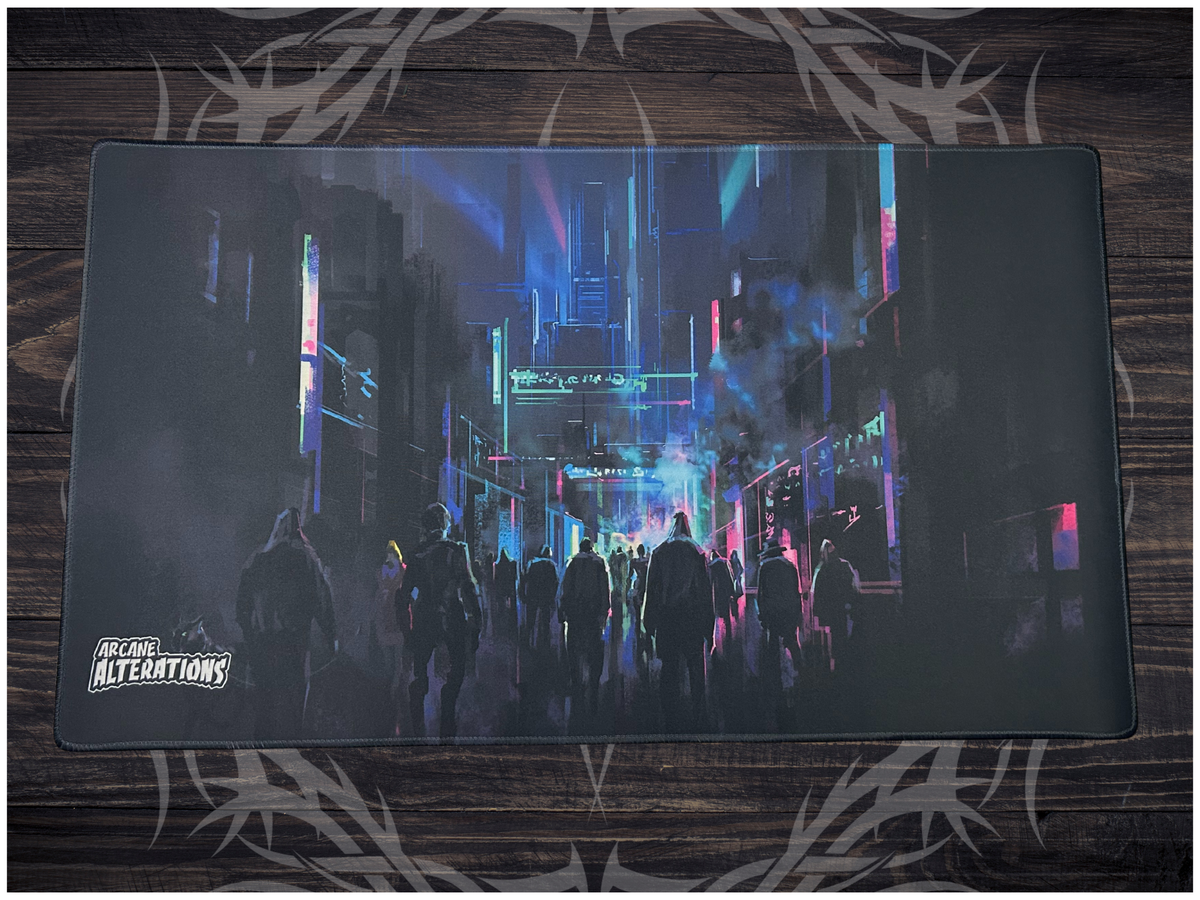 Cyberpunk City Stitched Edge Playmat 24"x14" (2mm)