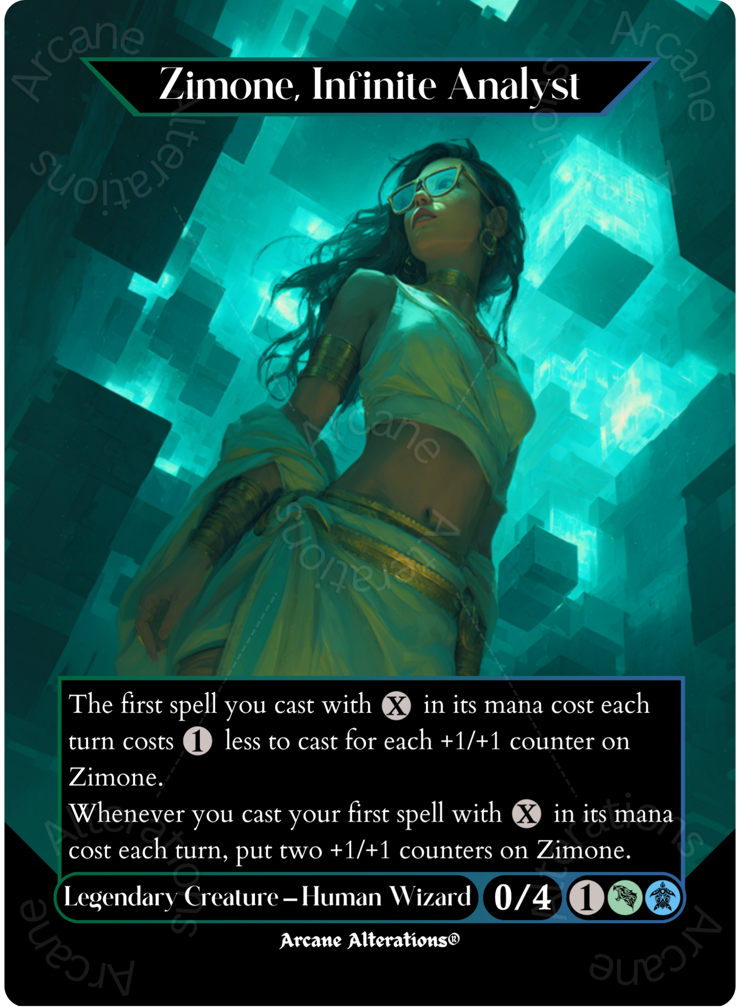 Zimone, Infinite Analyst - Full Art Altered Art Custom Proxy Cards