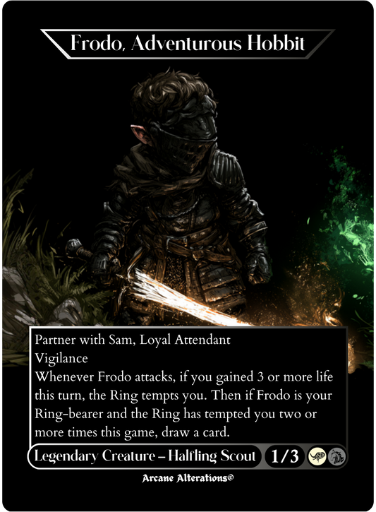 Frodo, Adventurous Hobbit - Full Art Altered Art Custom Proxy Cards