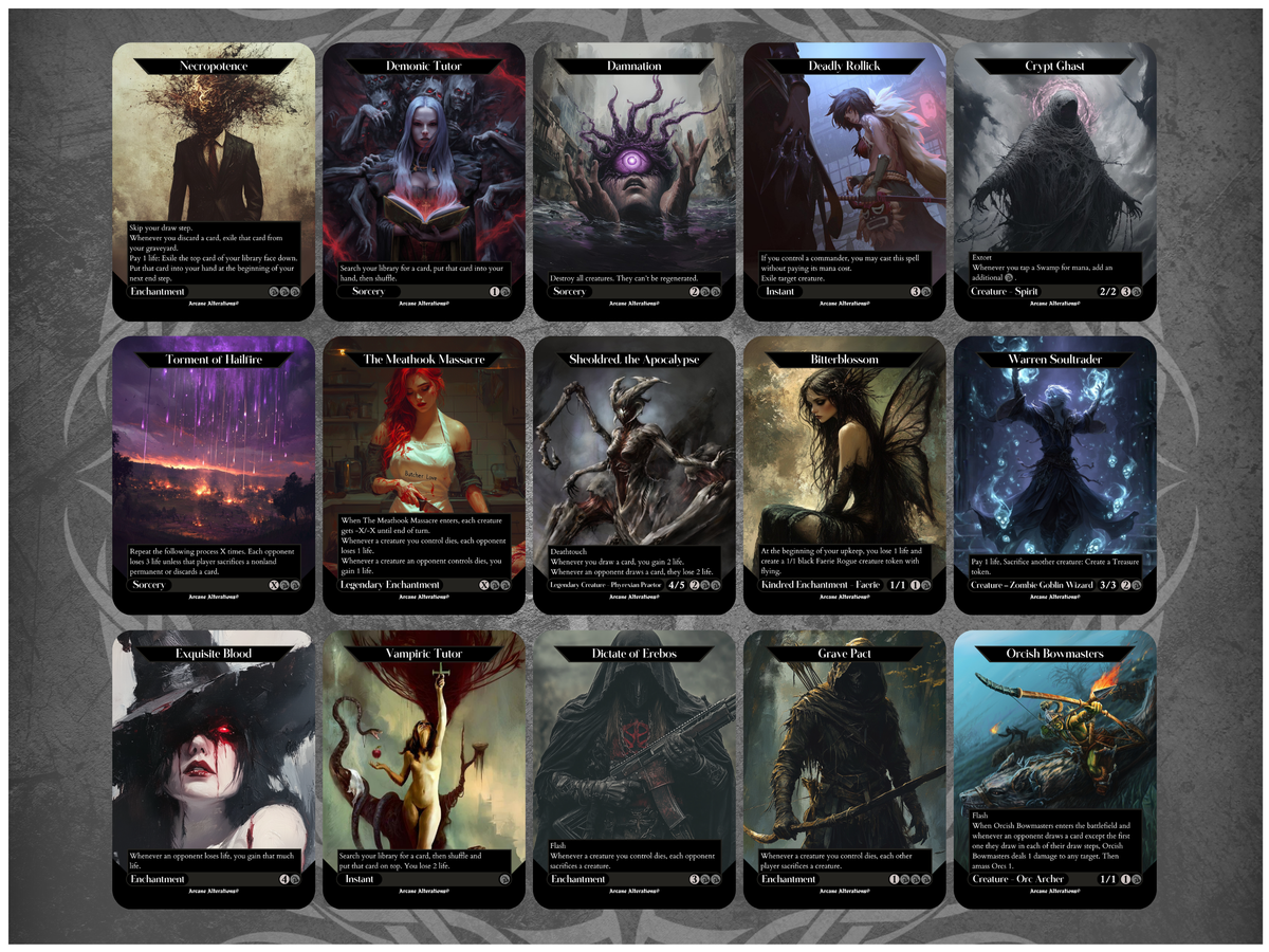 Black EDH Staples 15-Card Discount Bundle - Full Art Altered Art Custom Proxy Cards