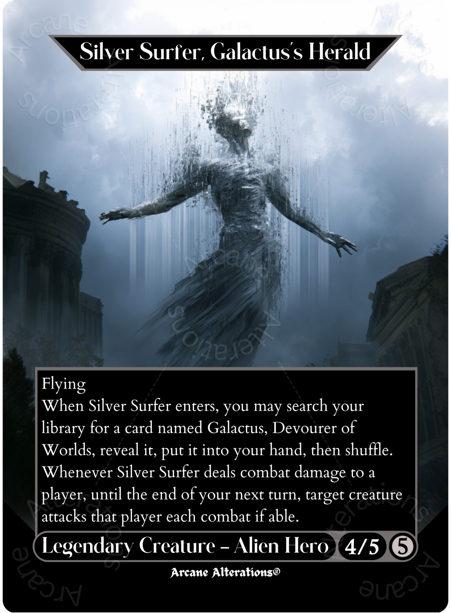 Silver Surfer, Galactus's Herald - Full Art Altered Art Custom Proxy Cards