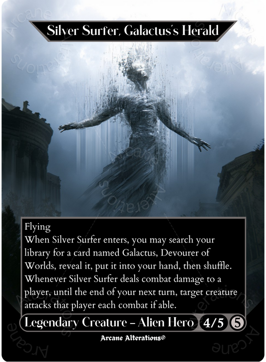 Silver Surfer, Galactus's Herald - Full Art Altered Art Custom Proxy Cards