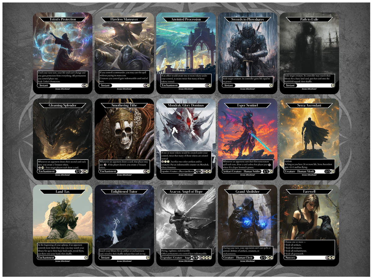 White EDH Staples 15-Card Discount Bundle - Full Art Altered Art Custom Proxy Cards