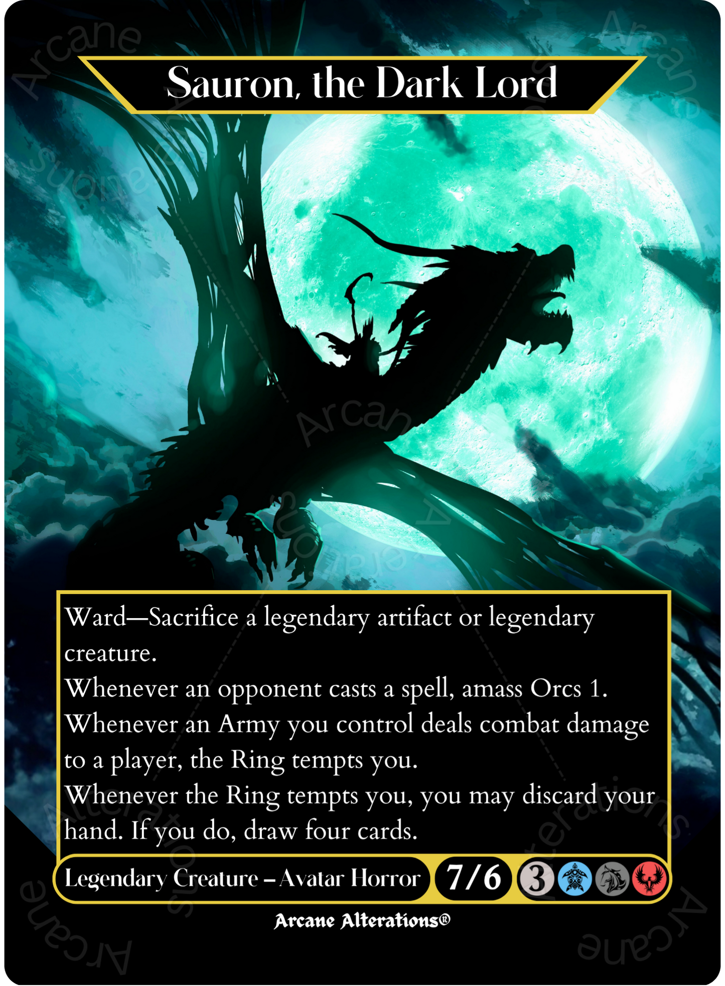 Sauron, the Dark Lord - Full Art Altered Art Custom Proxy Cards