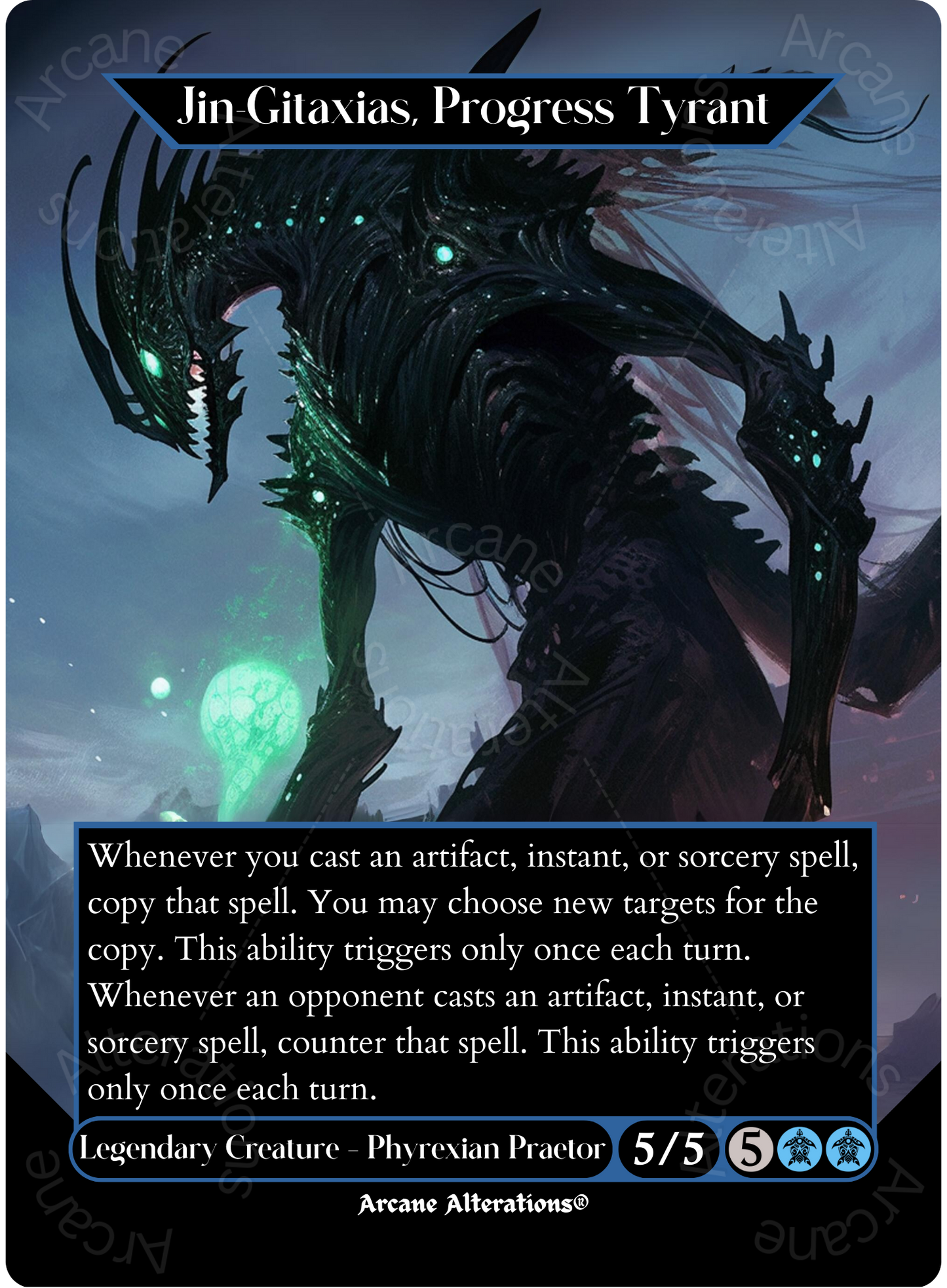 Jin Gitaxias, Progress Tyrant - Full Art Altered Art Custom Proxy Cards