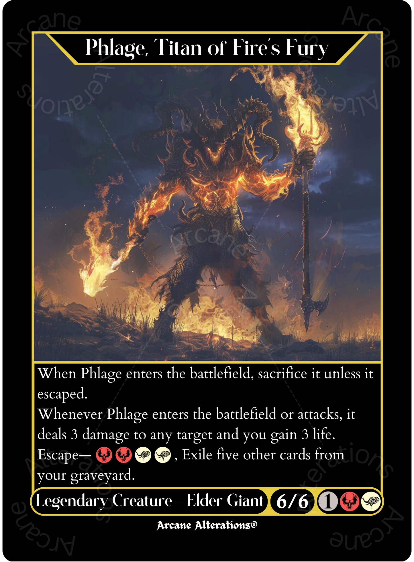 Phlage, Titan of Fire's Fury - High Quality Altered Art Custom Proxy Cards