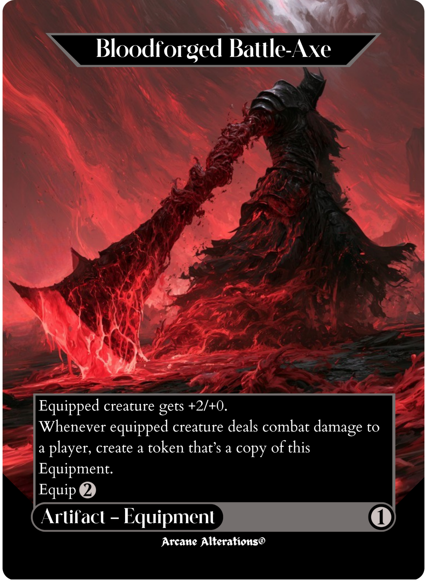 Bloodforged Battle-Axe - Full Art Altered Art Custom Proxy Cards