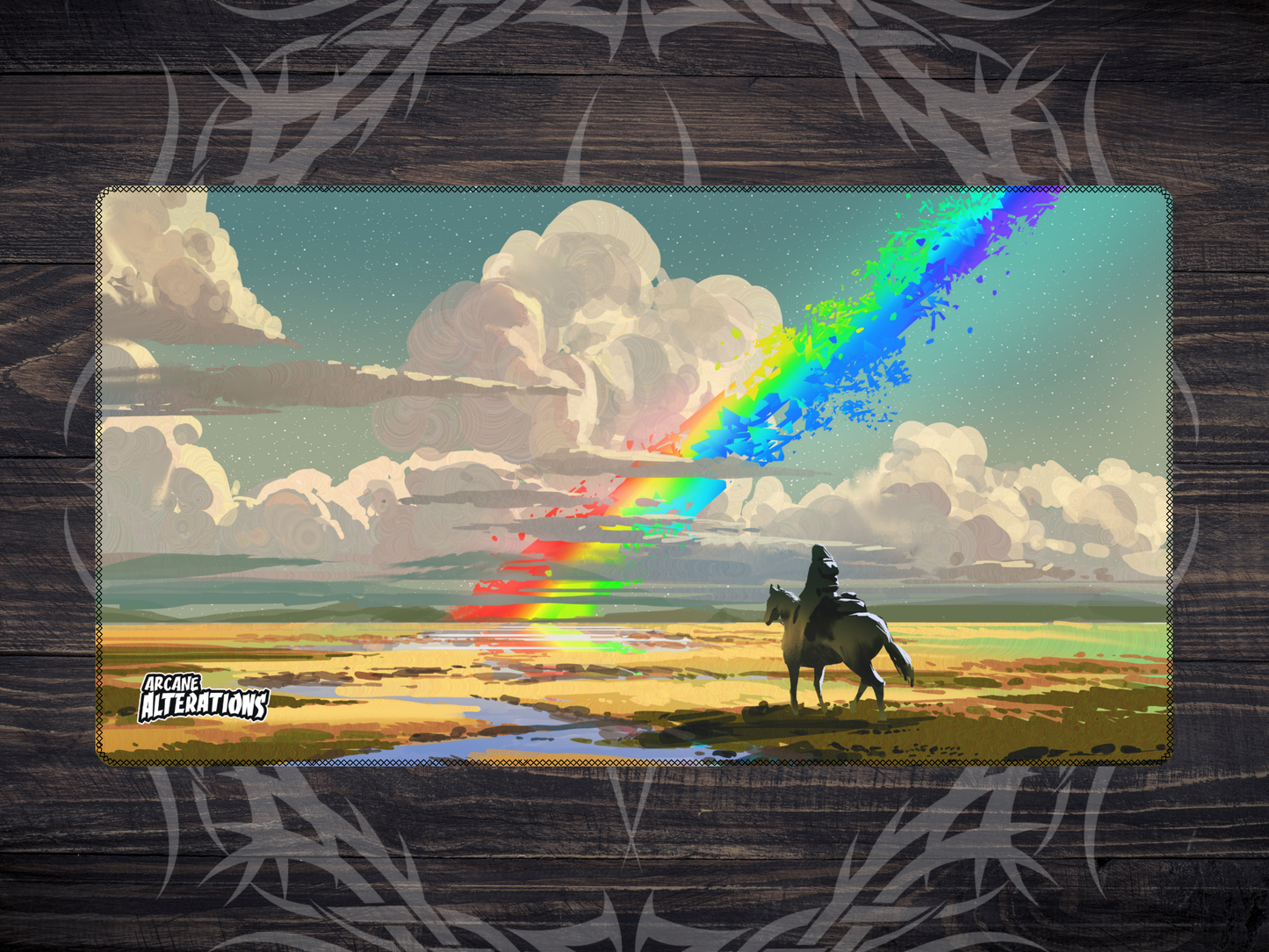 Fractured Rainbow Stitched Edge Playmat 24"x14" (2mm)