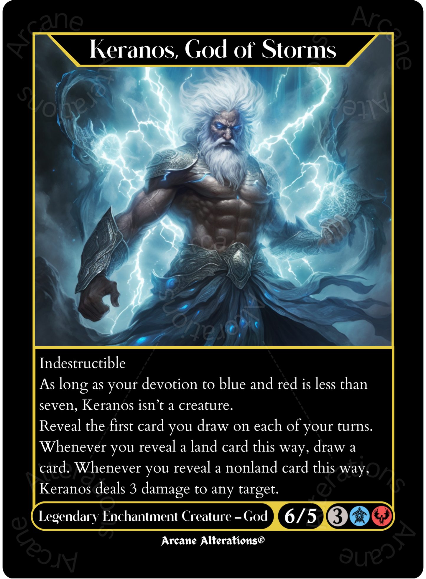 Keranos, God of Storms - High Quality Altered Art Custom Proxy Cards