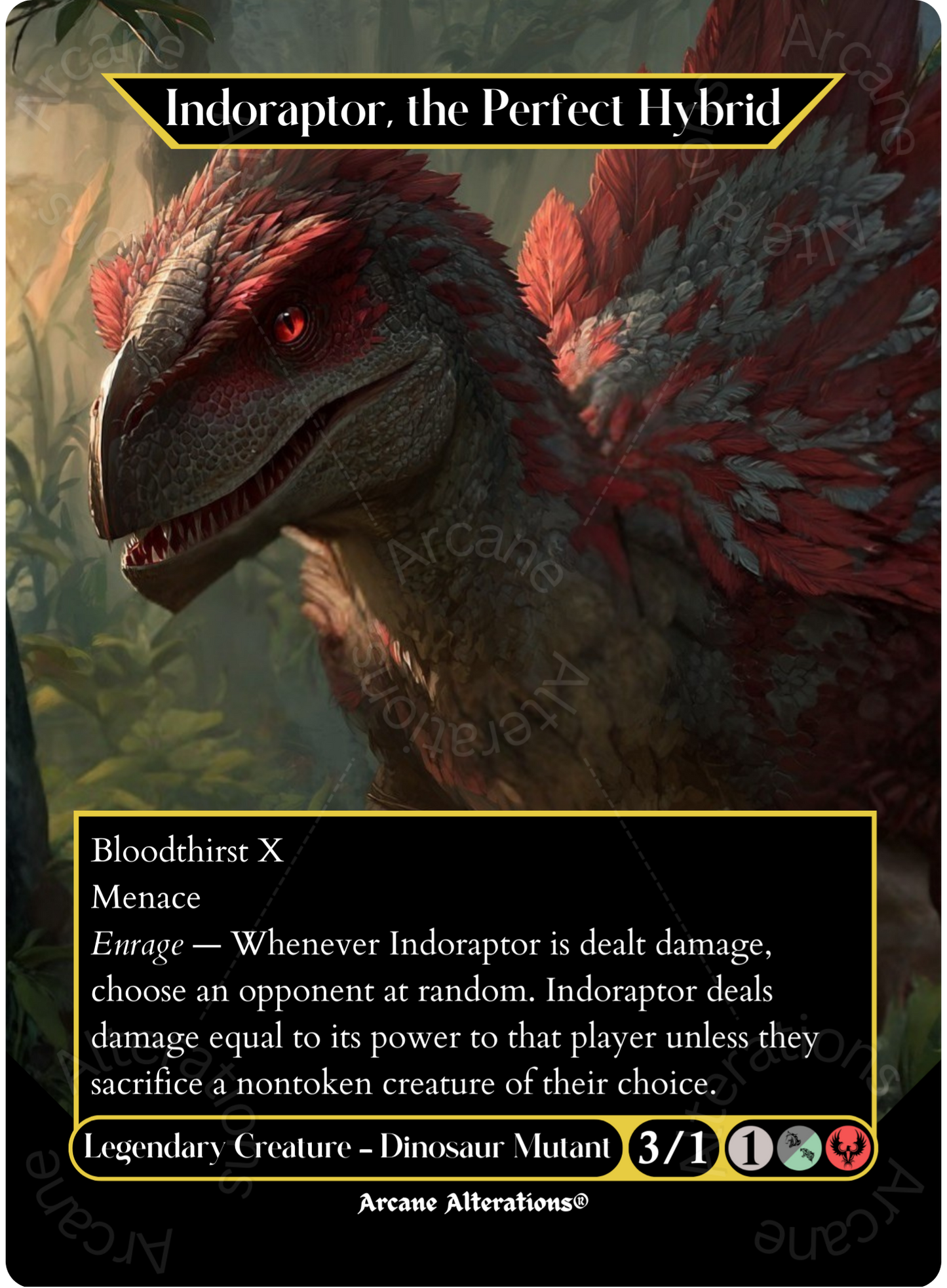 Indoraptor, the Perfect Hybrid - Full Art Altered Art Custom Proxy Cards