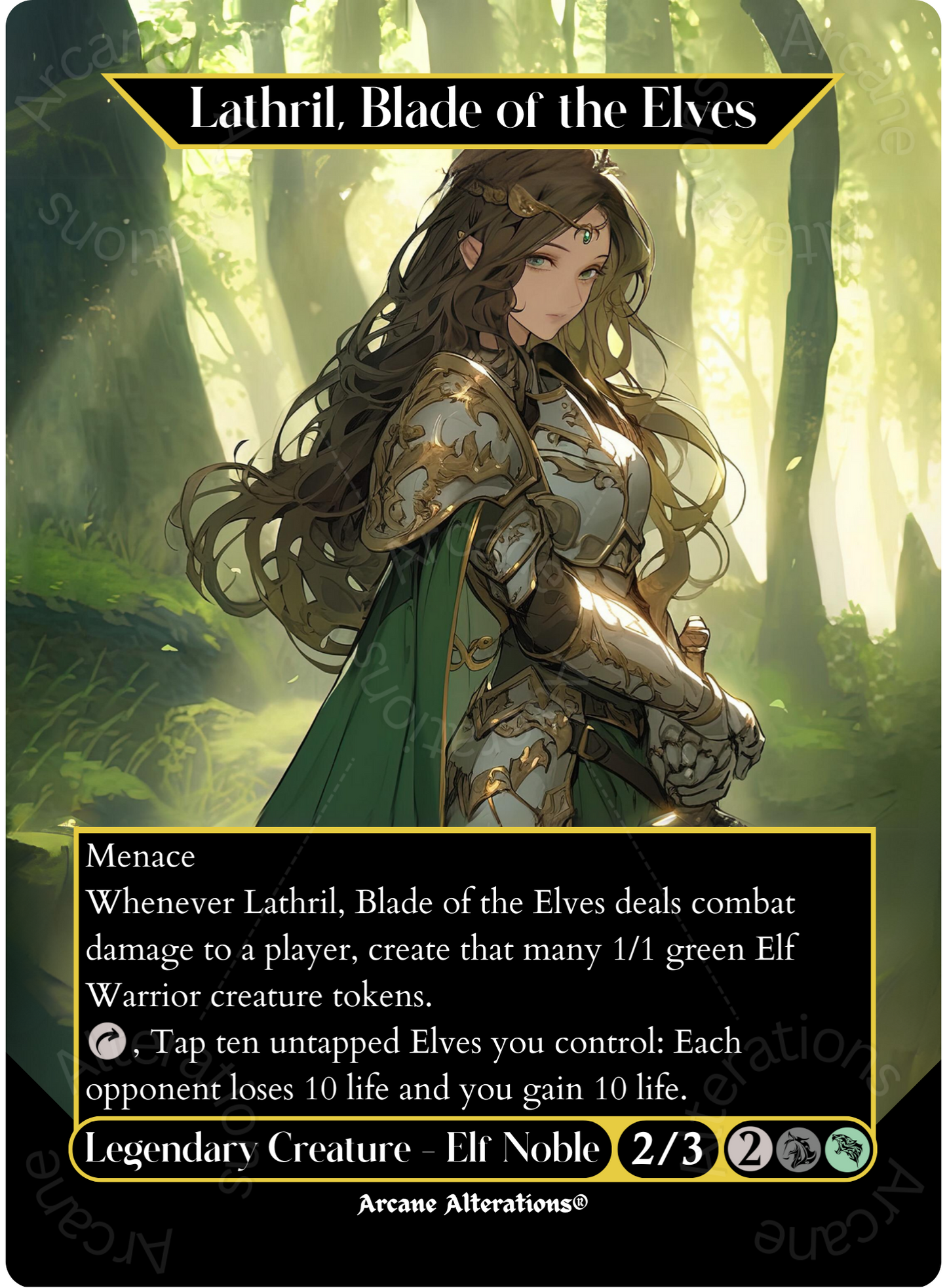 Lathril, Blade of the Elves - Full Art Altered Art Custom Proxy Cards