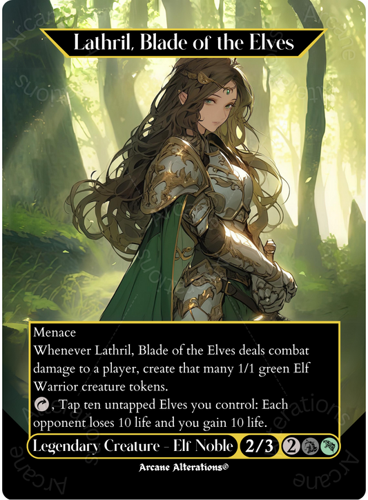 Lathril, Blade of the Elves - Full Art Altered Art Custom Proxy Cards