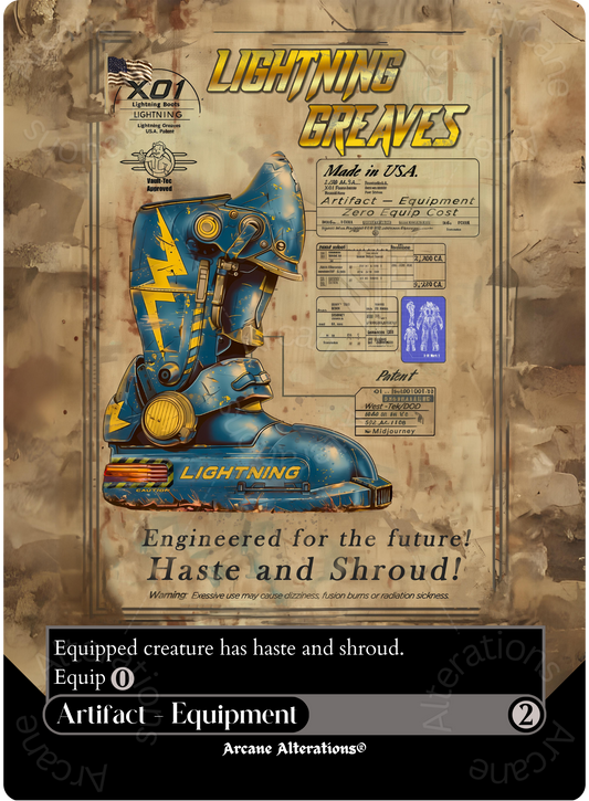 Lightning Greaves Fallout Themed - Full Art Altered Art Custom Proxy Cards