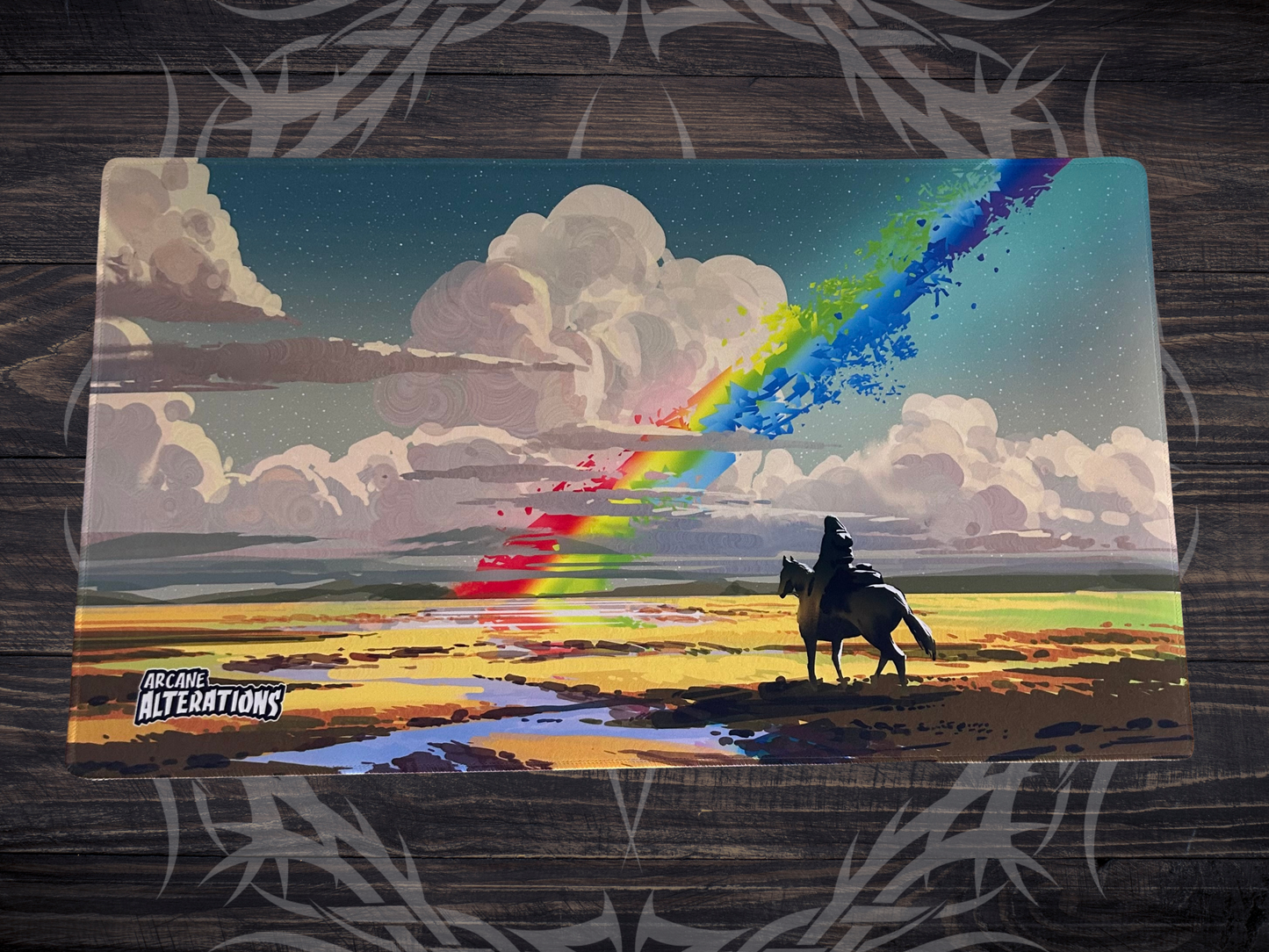 Fractured Rainbow Stitched Edge Playmat 24"x14" (2mm)