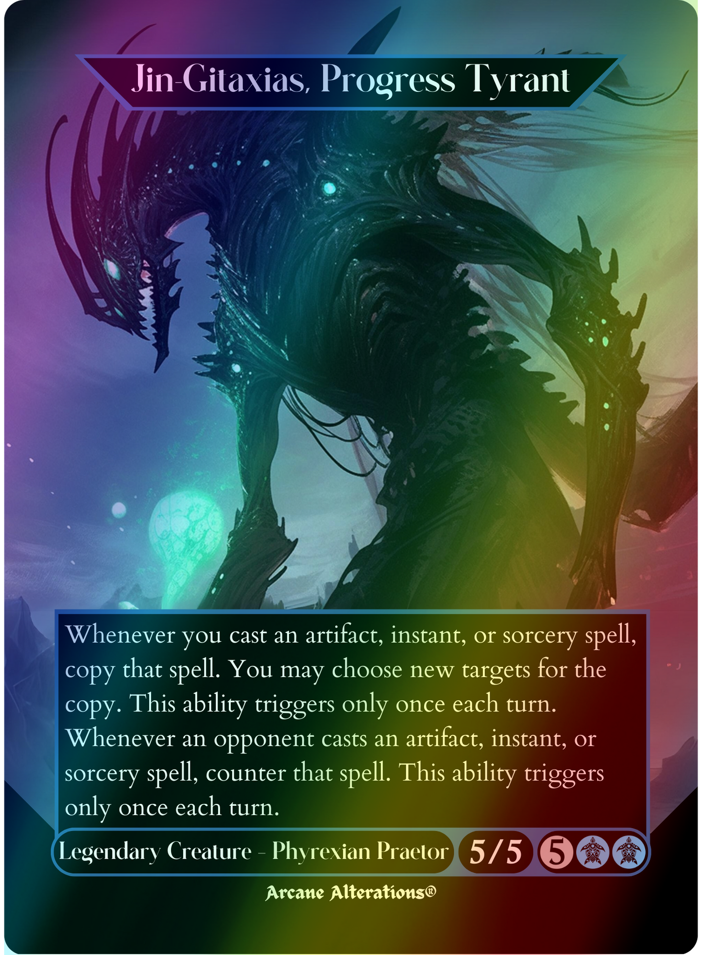 Jin Gitaxias, Progress Tyrant - Full Art Altered Art Custom Proxy Cards