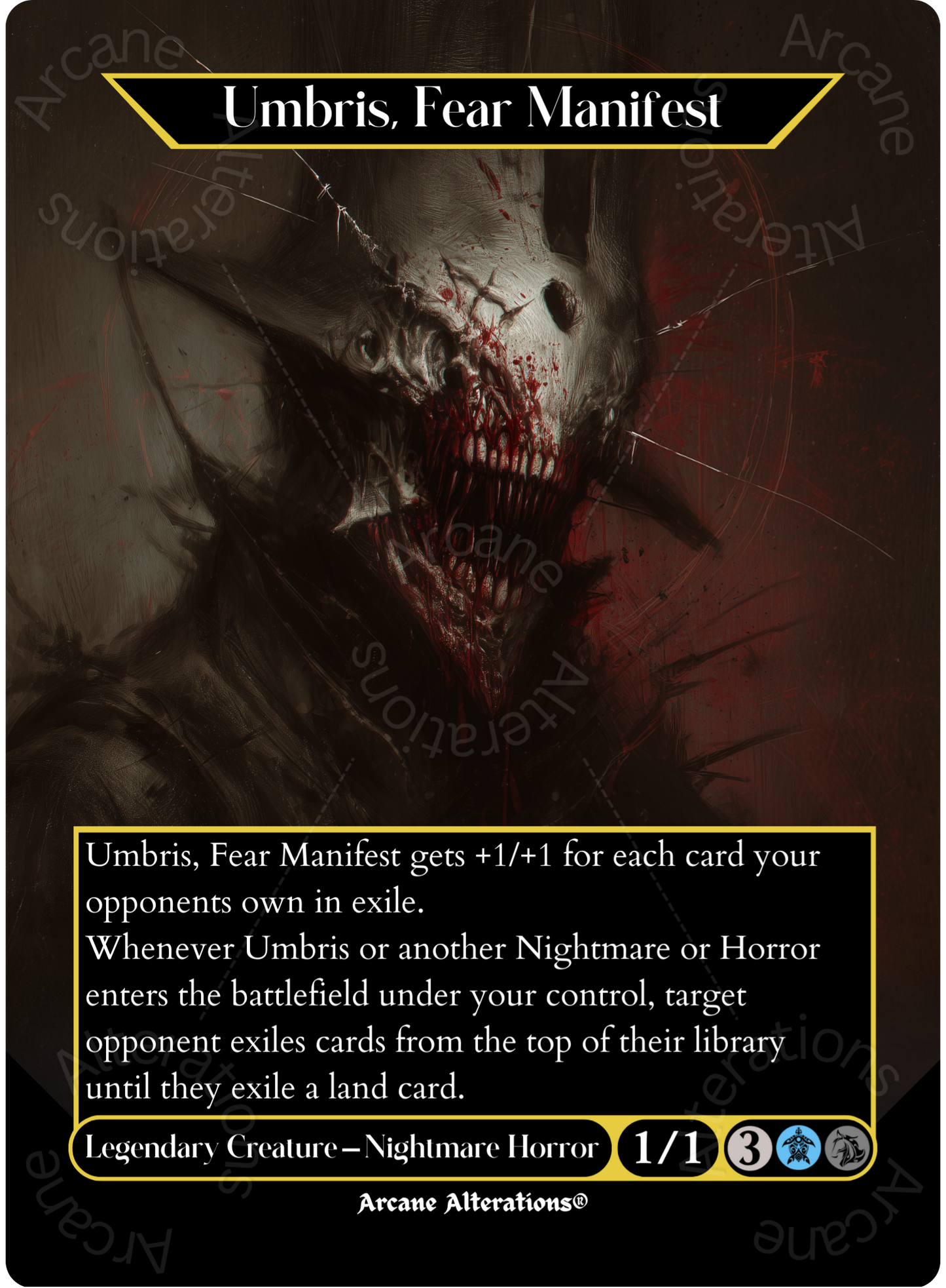 Umbris, Fear Manifest - Full Art Altered Art Custom Proxy Cards
